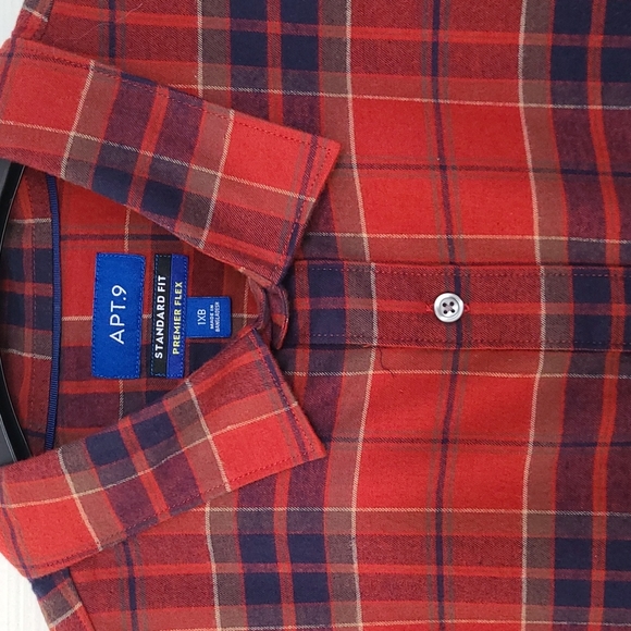 APT.9 BIG & TALL MENS STANDARD FIT PREMIER FLEX FLANNEL SHIRT SIZE 1XB - Picture 9 of 13